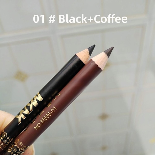 2-i-1 Eyelinerpenna Vattentät Mjuk Långvarig Dubbelanvändning Svart Eyeliner black+white 1.1g