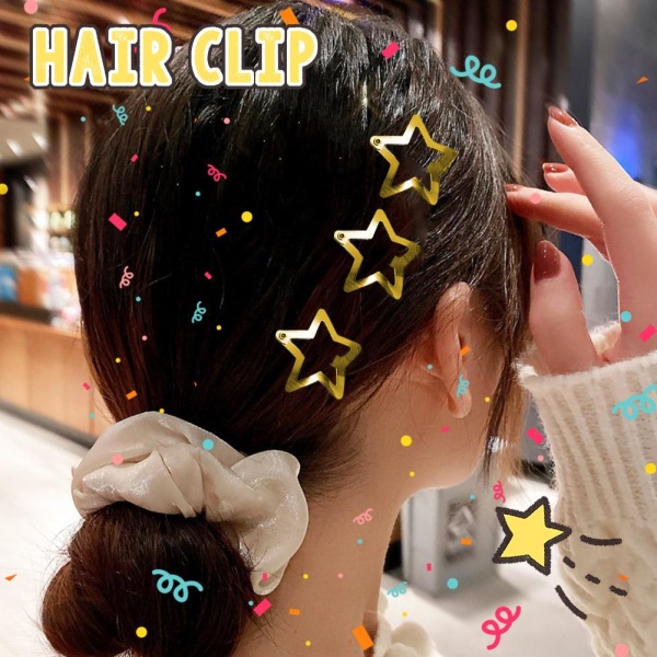 Star Hair Clip Hårnål Söt tjej Metall Femuddig stjärna Versat goldA one size 2pcs