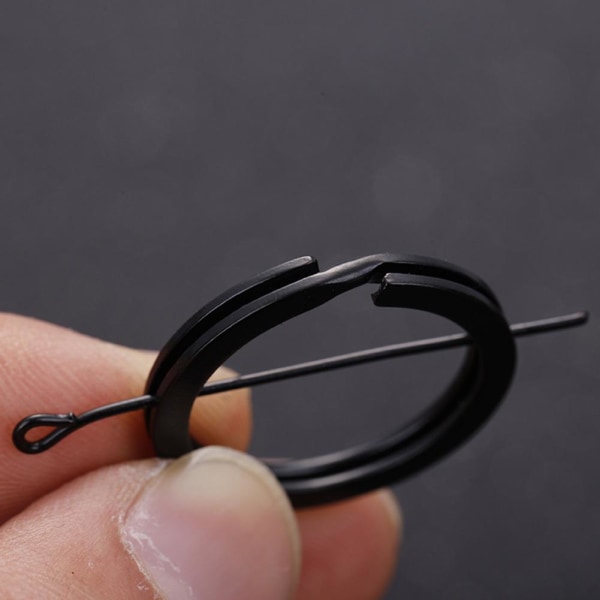 Stark Steel Delad Nyckelring Svart Metal Loop Hållare Flat Key Cha black7 one-size