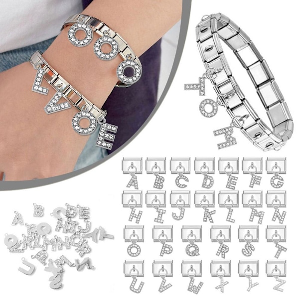 Italienskt modularmband Passar alla 9 mm italienska armband - A-Z Ch Q 1pc