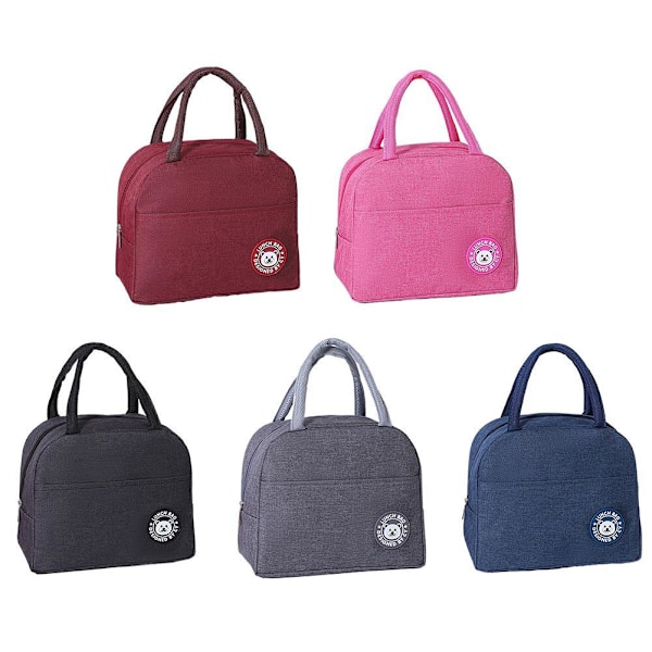Fräscha Kylväskor Vattentät Nylon Bärbar Dragkedjeväska Lunch Termisk Oxford U7s1 Dark gray 1pcs