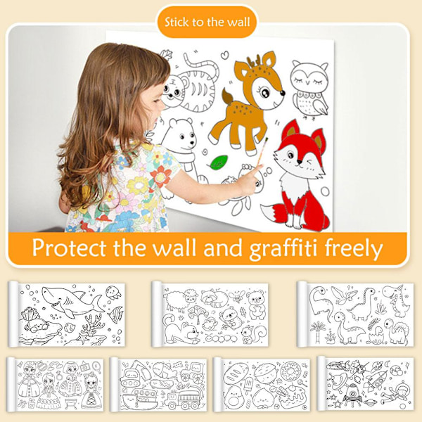 Barns Ritpapper Rulle Kreativ Handmålad Målarpapper Graffiti Scrol I2J2 princess onesize