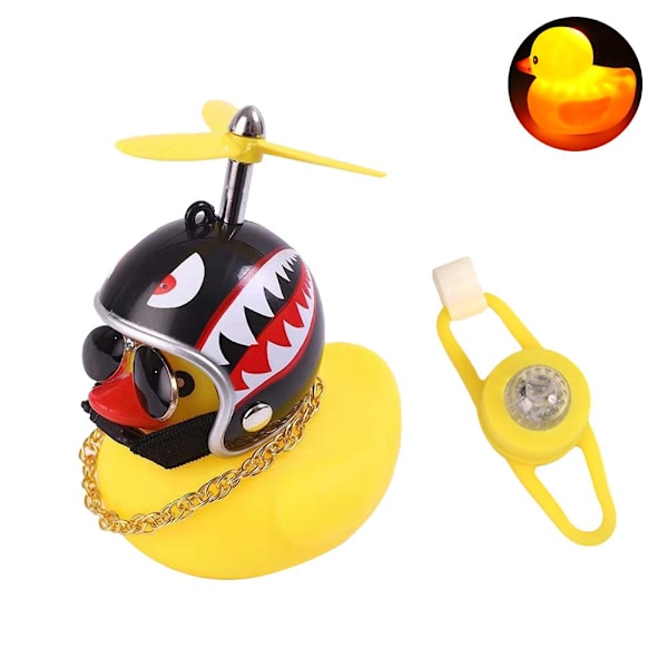 Bil Söt Liten Gul Anka Med Hjälm Propeller Vinddriven Anka Bil Styling Ornament U4e1 006 Vibration light + fixing belt