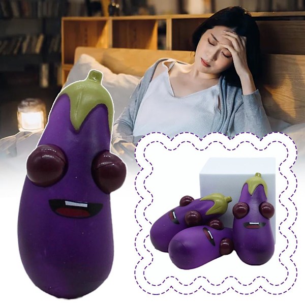 Klämleksak Lila Aubergine Mjuk Stresslindring Avslappning Grönsak A0E5