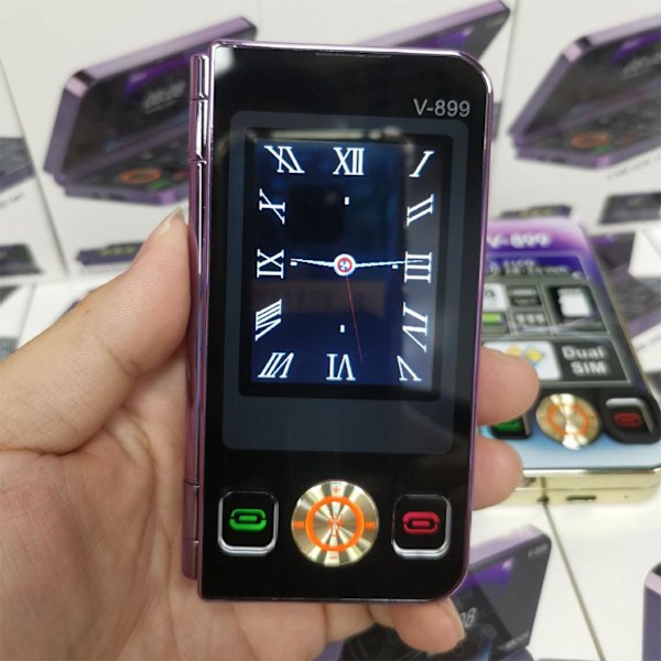 För V8pro Dual Screen Vikbar Flip Funktion Telefon Utländskt Knappspråk C8T4 purple 1pcs