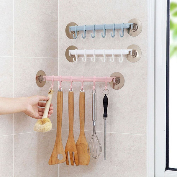 6 Krokar Vägg Vakuum Rack Sugkopp Handduk Badrum/Kök Hållare Sugpropp R3N8 pink 1PC