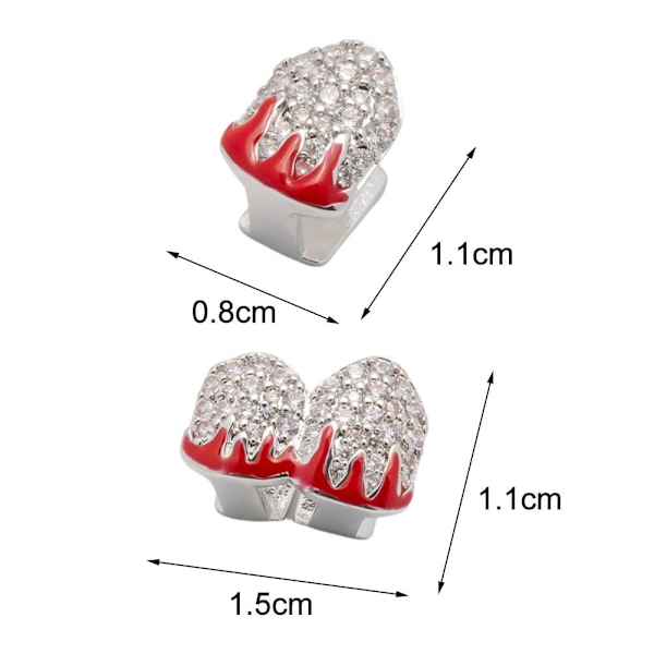 Enkel & Dubbel Full Zirkonium Guld Tänder Hip-hop Elektroplätering Flamma Q7R7 Silvery1 1pcs