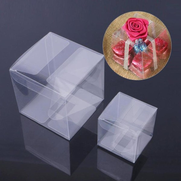 10/1ST Fyrkantig genomskinlig PVC-kub present Godisförpackning Klar Weddi TransparentB 4*4*4cm 10pcs