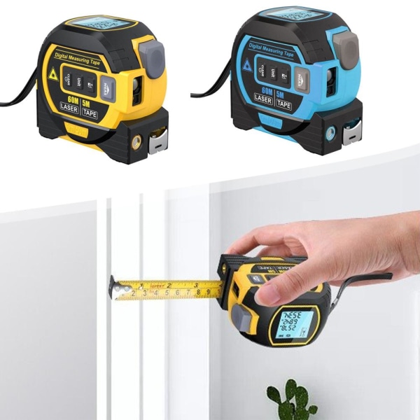 3 i 1 lasermåttband - Digitalt lasermåttband, exakt yellow 40m