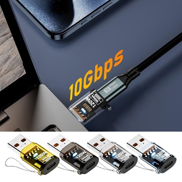 120W USB 3.2 till Typ C Adapter USB Hona till Typ C Hane Snabbladdning Adad M9Y9 transparent 1pcs