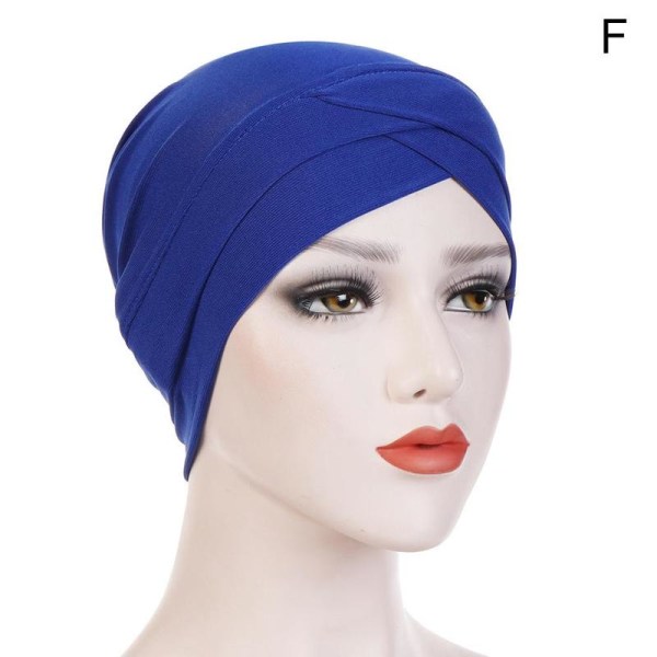 Dam Elegant Stretchy Hat Turban Panne Cross India Hat Hea royal blue F