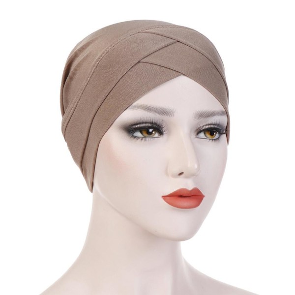 Dam Elegant Stretchy Hat Turban Panne Cross India Hat Hea black B