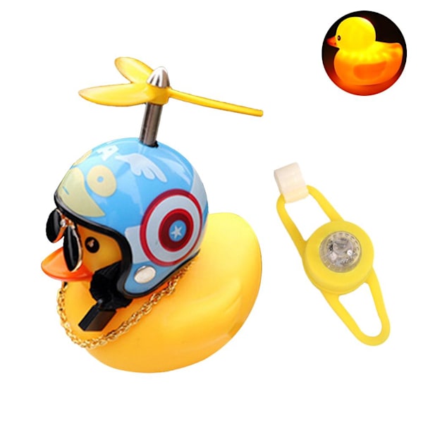 Bil Söt Liten Gul Anka Med Hjälm Propeller Vinddriven Anka Bil Styling Ornament U4e1 002 Vibration light + fixing belt