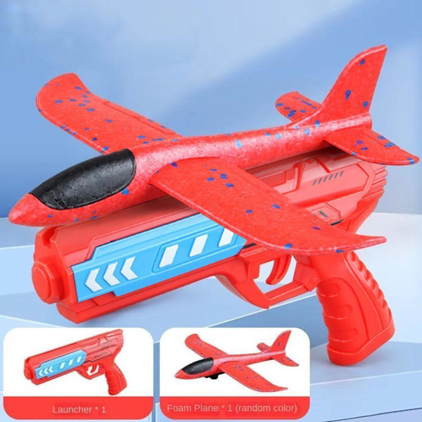 Flygplansleksak Skum Flygplan med Katapult-Pistol Leksak-UK För Barn J7R3 red(aircraft  random 1) one-size