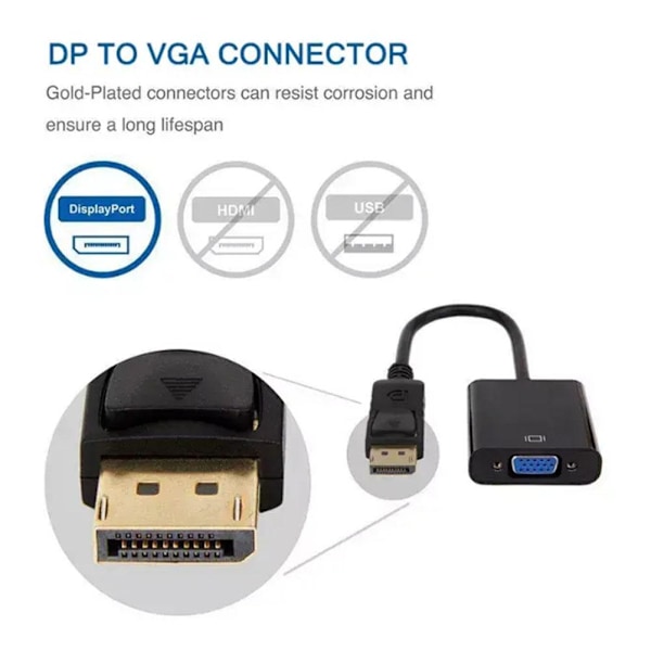 1080P FHD Display Port DP Hane till VGA Hona Konverteringskabel Adapter