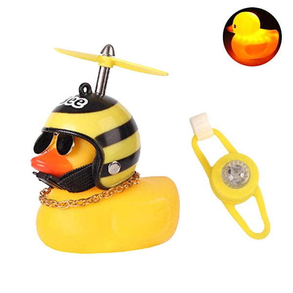 Bil Söt Liten Gul Anka Med Hjälm Propeller Vinddriven Anka Bil Styling Ornament U4e1 007 Vibration light + fixing belt
