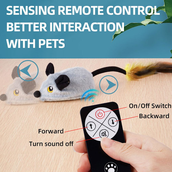 Kattleksak Simulering Elektrisk Mus Intelligent Induktion Fjärrkontroll Trådlös N9W R7S5 Gray One size
