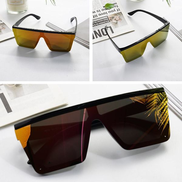 Dam Solglasögon Fyrkantiga Överdimensionerade Lyx Fla Lot B6 black One-size