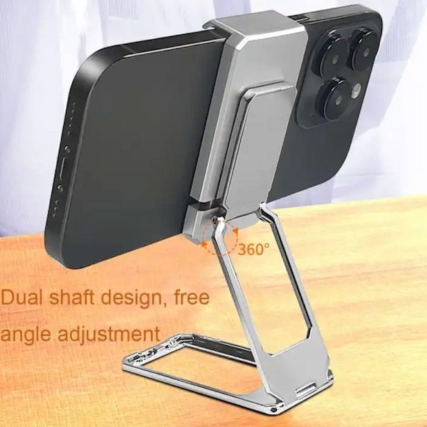 360° Roterande Vikbart Ställ Ryggklämma Telefonringhållare Skrivbord Metall Multi Finger Justerbar P6l0 silver 1pcs