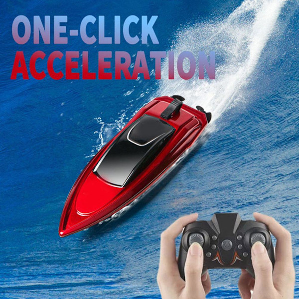 Mini RC-Båtar Höghastighetsracerbåt Dubbla Motorer 2.4G Fartygsfjärrkontroll J0F9 Red 1pcs