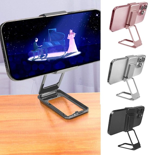 360° Roterande Vikbart Ställ Ryggklämma Telefonringhållare Skrivbord Metall Multi Finger Justerbar P6l0 silver 1pcs