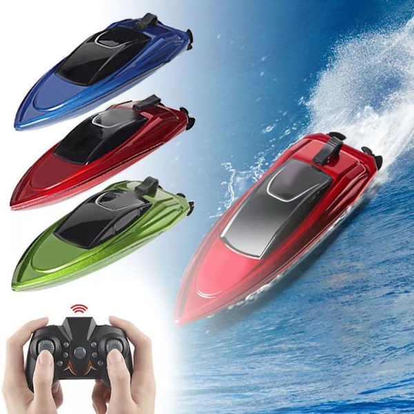 Mini RC-Båtar Höghastighetsracerbåt Dubbla Motorer 2.4G Fartygsfjärrkontroll J0F9 Red 1pcs