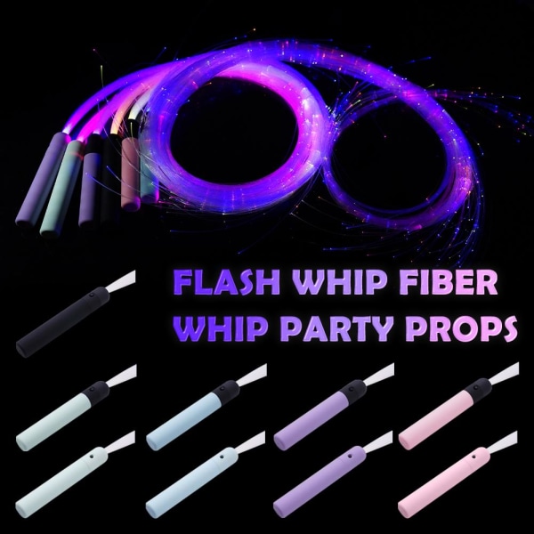 RGB LED Fiber Optic Whip-360° Swivel Bright Light Up Rave Toy Fl Macaron Blue + Black Handle one size