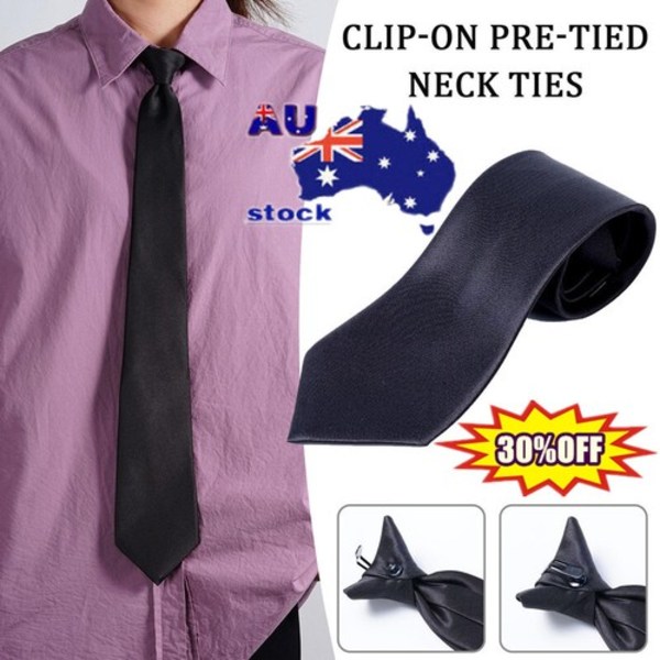 Svart Clip On Slips Säkerhetsslips Dörrvakt Steward Matt Svart Begravningsslips Snabb~