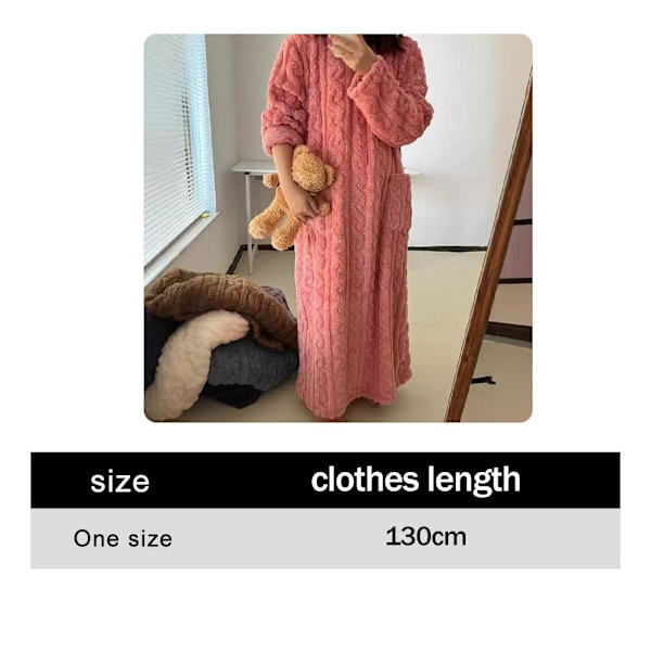 Dam Vinter Tjock Nattlinne Mjuk Korall Sammet Långärmad Sovkläder Ny White One size