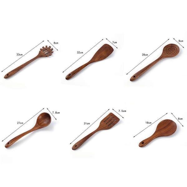 1 st Trä Köksredskapsset, Svart Valnöt Trä Långa Skedar Spatel Handtag Y5Y7 a soup spoon 1pcs