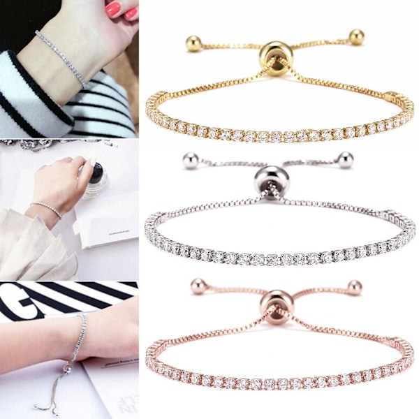 Justerbart armband med infällbar klo och kedja för kvinnor, guld- och silverfärg, enkelt armband Z7Q9 Silvery One size