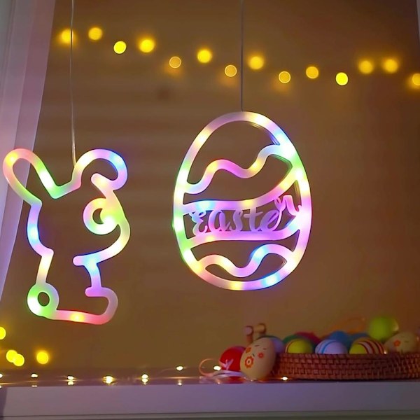 1 st Påsk Fönsterlampor Hängande Kanin Inomhus LED Sugpropp Hängande Lampa X3O3 egg Colorful light