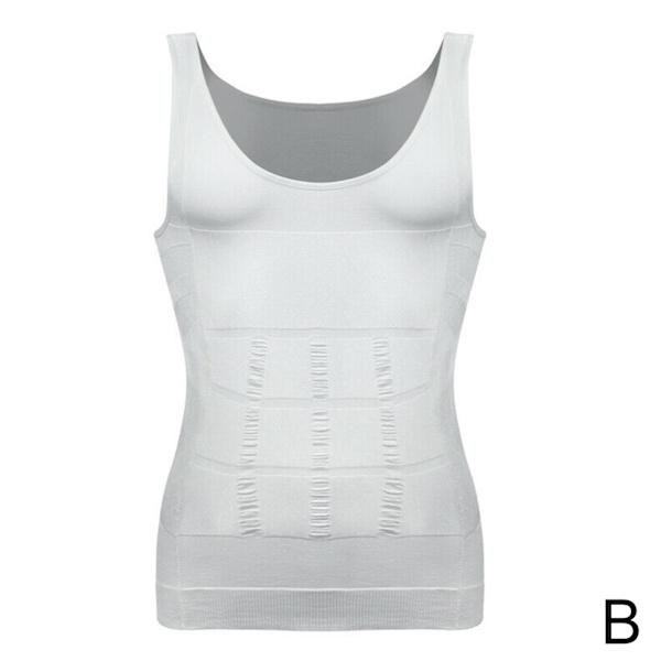 Herr Underkläder Slimmande Kroppsformande Väst Bröstkompressionströja Formare Midja Abs Mage Tank Top Undertröja Magekontroll white L