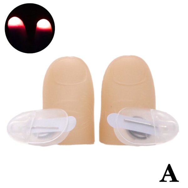 2x LED Finger Thumbs Ljus Röd Färg Magisk Rekvisita Party Lampa Show` Bar❀ red one-size