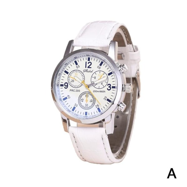 Herr Läder Militär Casual Analog Quartz Armbandsur Ny N6H4 white One-size