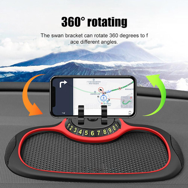 Biltelefonhållare Pad Mat - Anti-halk Dashboard Pads 3 i 1 Bil D red one size