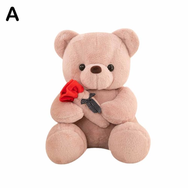 9,8'' Teddy Bear Doll med Rose Soft Comfort Doll Valentine' white 25