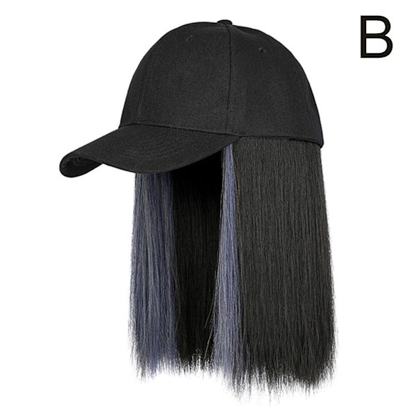 Solhatt syntetisk peruk basebollkeps hårförlängning keps hår 'Shor' natural black H ash blue 1pcs
