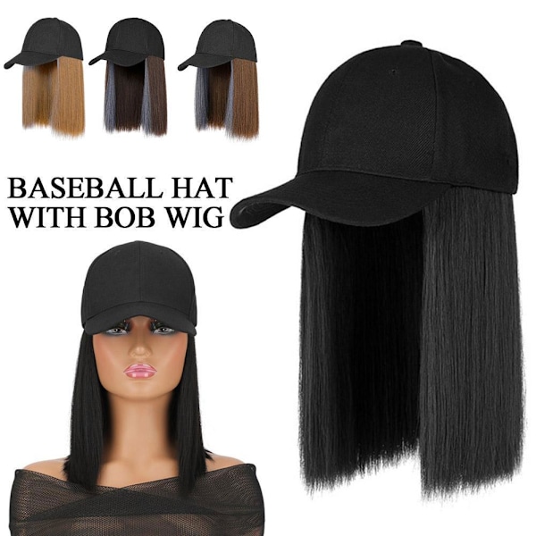 Solhatt syntetisk peruk basebollkeps hårförlängning keps hår 'Shor' natural black H ash blue 1pcs
