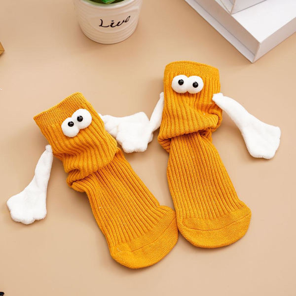 Magnetiska Hand I Hand Strumpor 2023, Hand I Hand Strumpor, Barn Händer Håller M0F1 yellow 1 pair