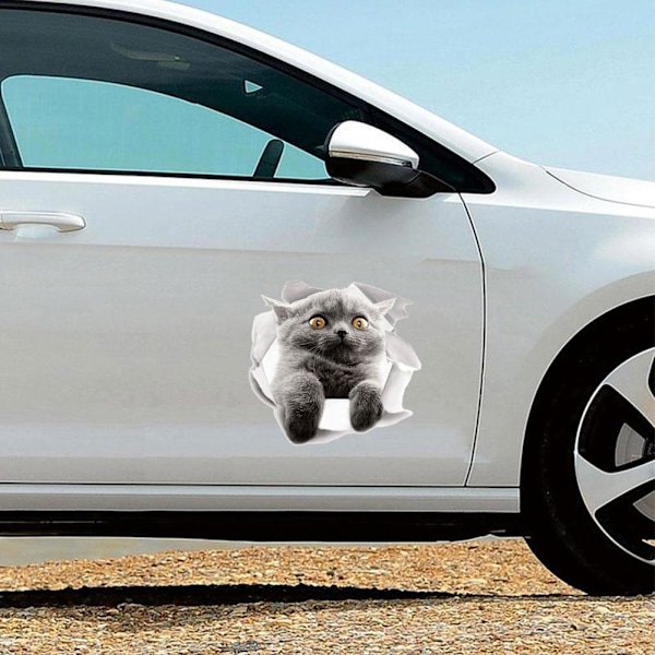 Bilsticker Katt 3D Stereoskopisk Syn Självhäftande Papper 3D E 1pcs