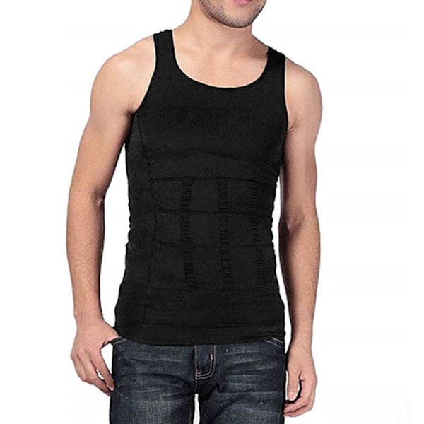 Herr Underkläder Slimmande Kroppsformande Väst Bröstkompressionströja Formare Midja Abs Mage Tank Top Undertröja Magekontroll black M