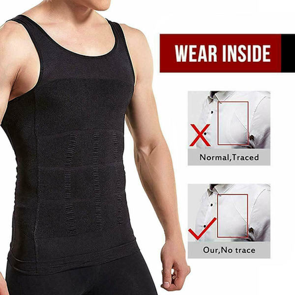Herr Underkläder Slimmande Kroppsformande Väst Bröstkompressionströja Formare Midja Abs Mage Tank Top Undertröja Magekontroll black M