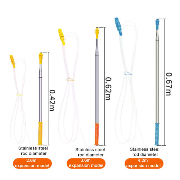 3,6m/4,2m/2,6m Utdragbar Sprutstång Rostfritt Stål Tryck Trädgård Vattenspray Spruta J0H3 whiteC 2.6m