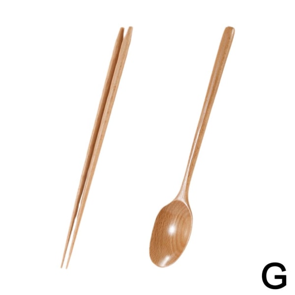 1 st träpinnar sked bärbar bambu och ätpinnar Set O Beech wood spoon onesize
