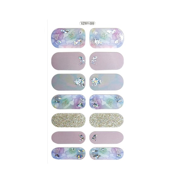 Europeisk Amerikansk Mode Tryckta 3d Nagelstickers Helt Täckta Med Nagellacksfilm Glitter K5t2 H 1pcs