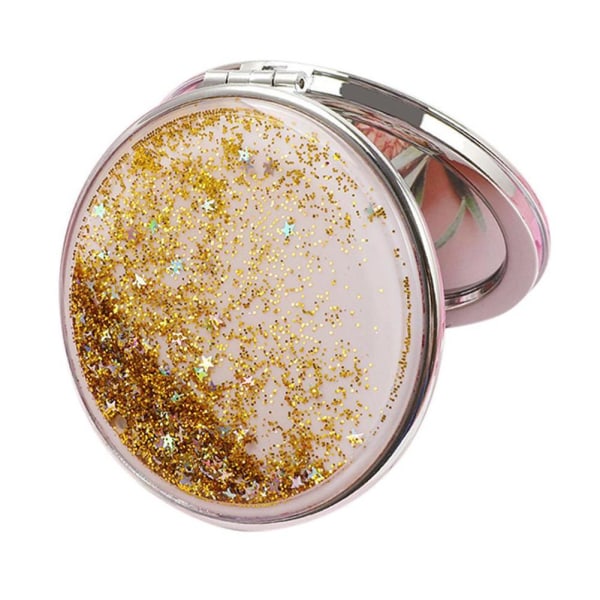 Förstorande Compact Travel Handheld Makeup Mirror Folding Cosmeti pink  round 