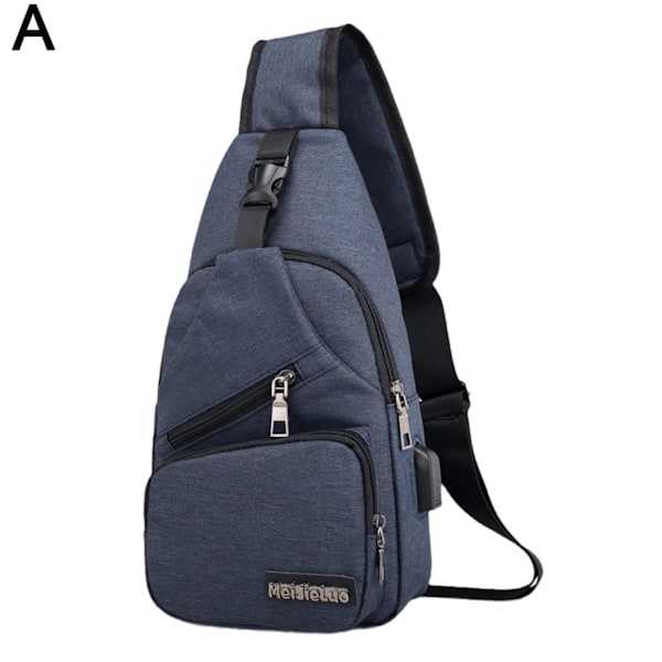 Herr Pojkar Sling Bag Med USB Laddning Bröst Pack Crossbody Shou blue One-size