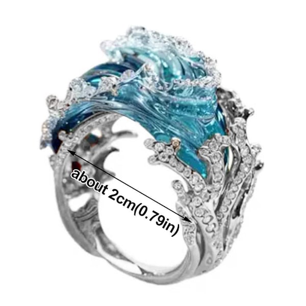 Havstema Smyckesset, Boho Hav Halsband Örhängen/Ringar Set, Sommar Marint Tema Smyckesgåvor, Strass Havsring, Inspirerande Havssmycke Ring One size
