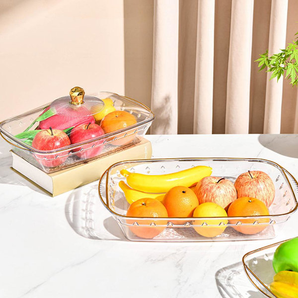 Transparent Fruktskål Med Lock Tårtfat Partybricka Snacks Serveringshållare Displayställ Q9c1 transparentC L